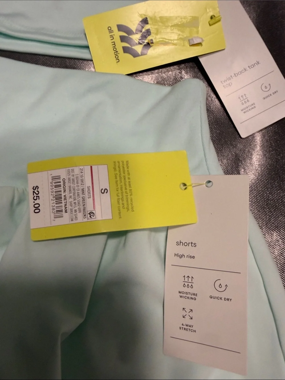 all in motion Mint Green Athletic Crop Top and Skort Set
